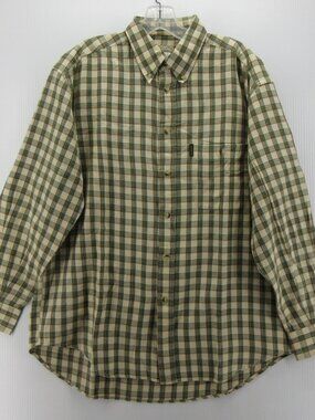 Beretta Shirt Large Green Button Down Plaid Pocket Heritage Outdoor